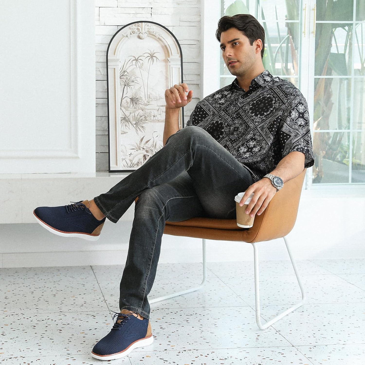 Mens Casual Dress Shoes Business Casual Sneakers Comfortable Dress Tennis Shoes for Men Lightweight Breathable Men's Oxfords - Image 4