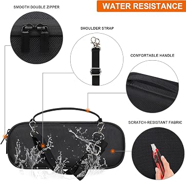 Hard Carrying Case for Beats Pill - Wireless Bluetooth Speaker, Wireless Portable Speaker Protection Case with Mesh Pocket for Charging Cables, Black+Shoulder Strap