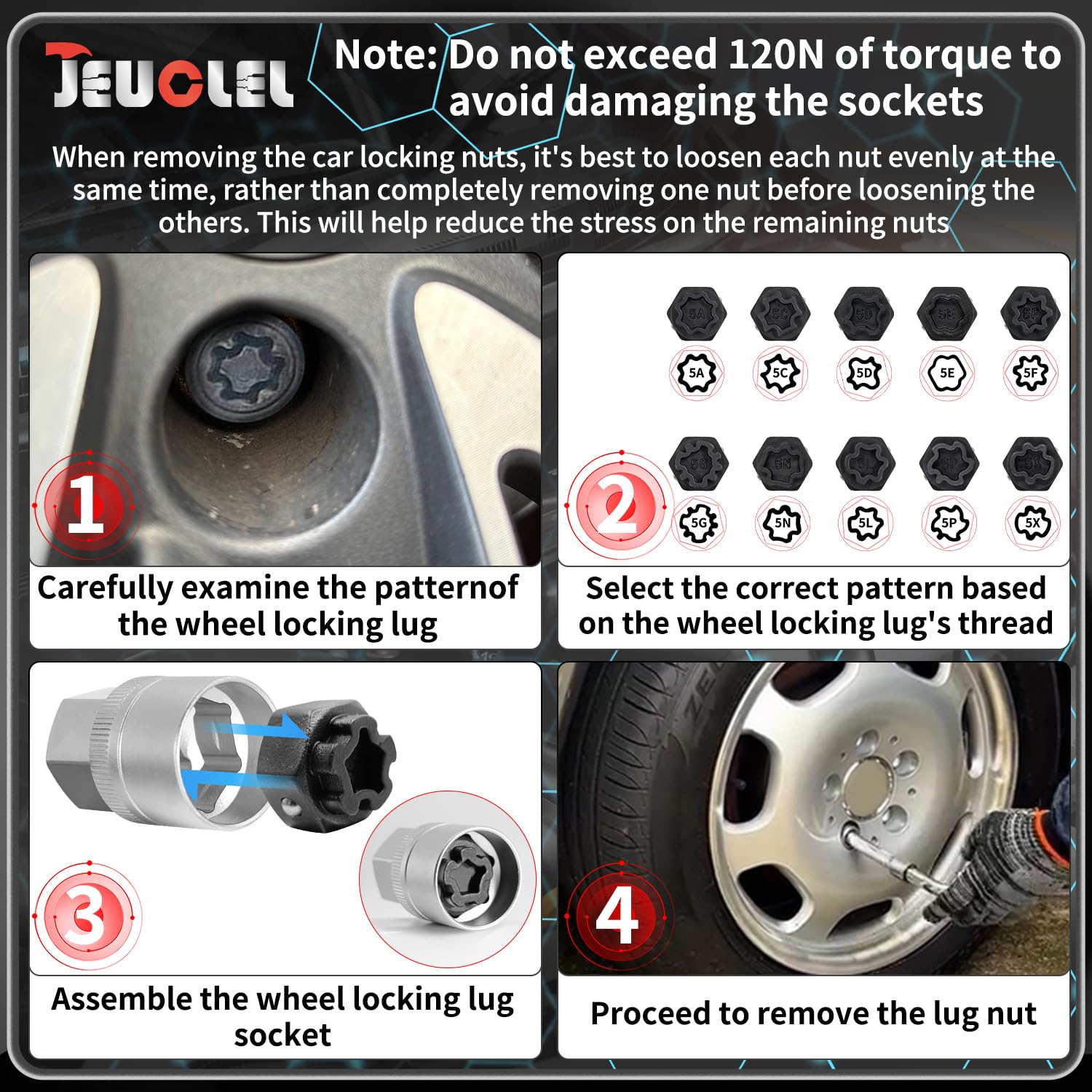 Amazon.co.jp: JEUCLEL ホイールロックナットキーキット 12個 