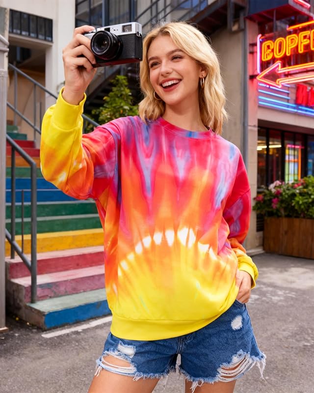 Vintage Flower Sweatshirt for Women Colorful Flower Tops image 5