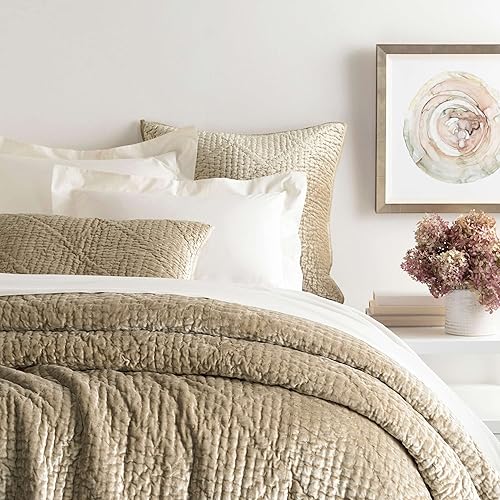 Parisienne - Edredón de topacio de terciopelo, tamaño King, patrón sólido marrón