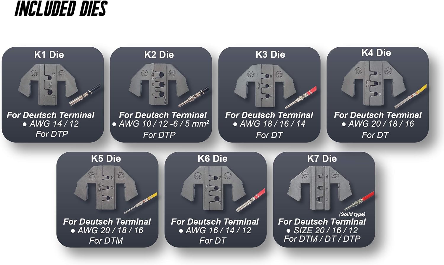 13 pc Deutsch Crimper Kit - Includes Ratcheting Crimper, 7 Dies, Wire Stripper & Removal Tools