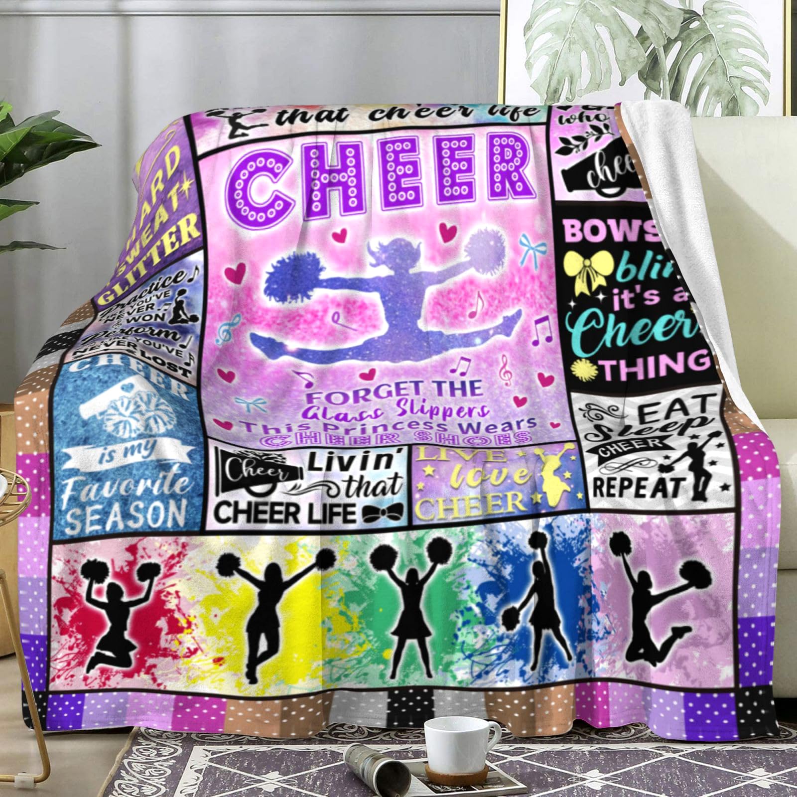 Brloote Cheerleader Blanket Cheer Merch Throw Blanket Cheerleading Gifts for Cheer Team Cheer Lovers Girls Teens Stuff 50