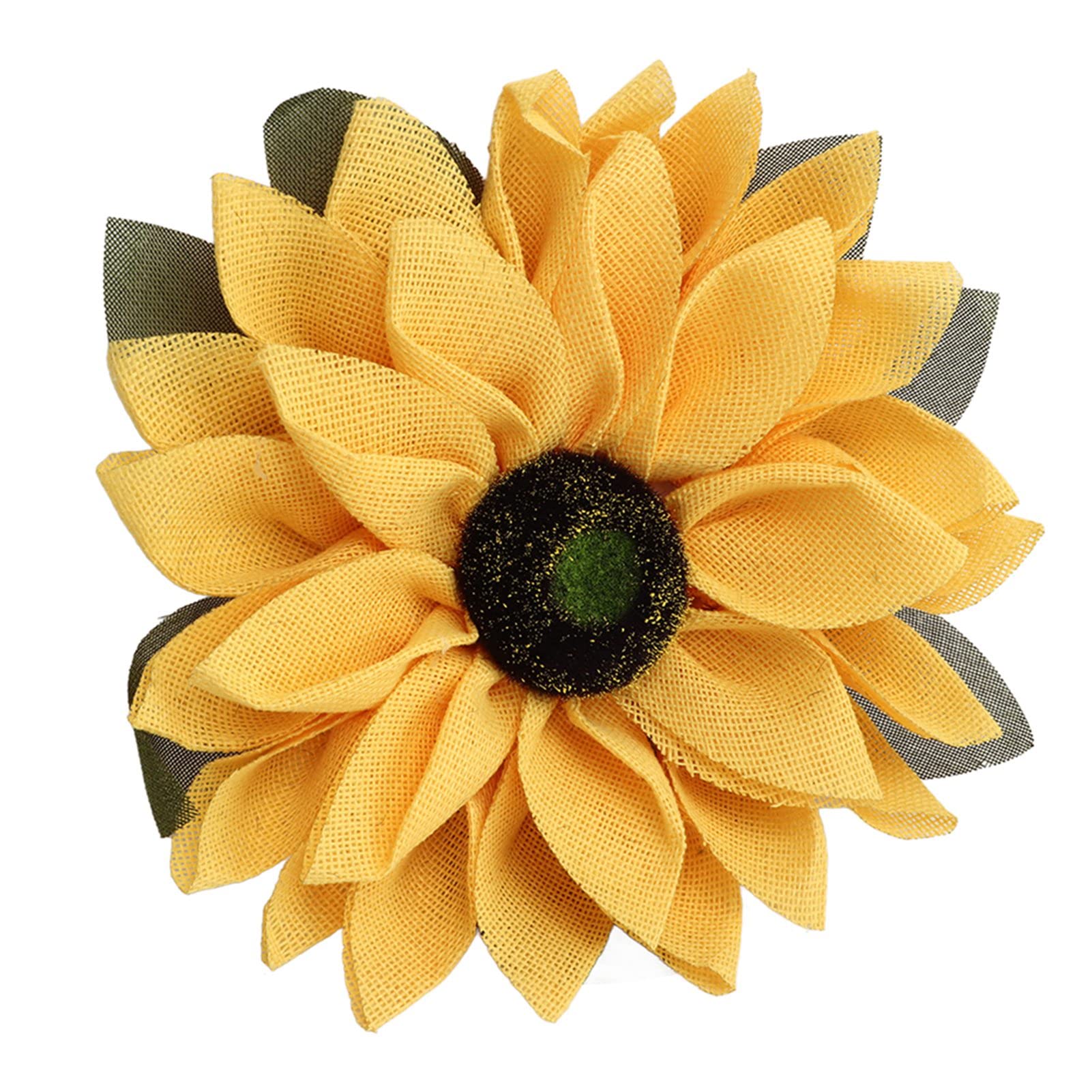 Couronne de tournesol pour porte d'entrée ronde artificielle jaune de 40 cm