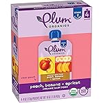 Plum Organics Peach, Banana & Apricot, 6+ Months - Organic Fruit and Veggie Baby Food Pouches, 4 oz Pouch (Pack of 4)