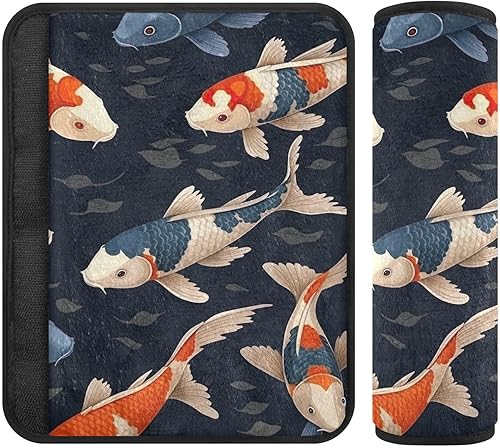 Funda de cinturón de seguridad para niños con varios peces Koi en una oscuridad, funda suave para cinturón de seguridad, cojín acolchado para