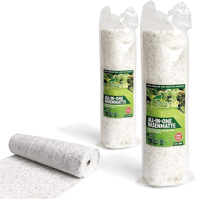 Greenyp Greenyp® All-In-One Grassamen Matte, biologisch abbaubare Rasenmatte, Rasensamenmatte, Rollrasen, Rasenrolle, Rasenvlies, Matte mit integrierten Rasensamen, Dünger, schnellkeimend, 0,5m x 40m (20m²) — Saat & Dünger