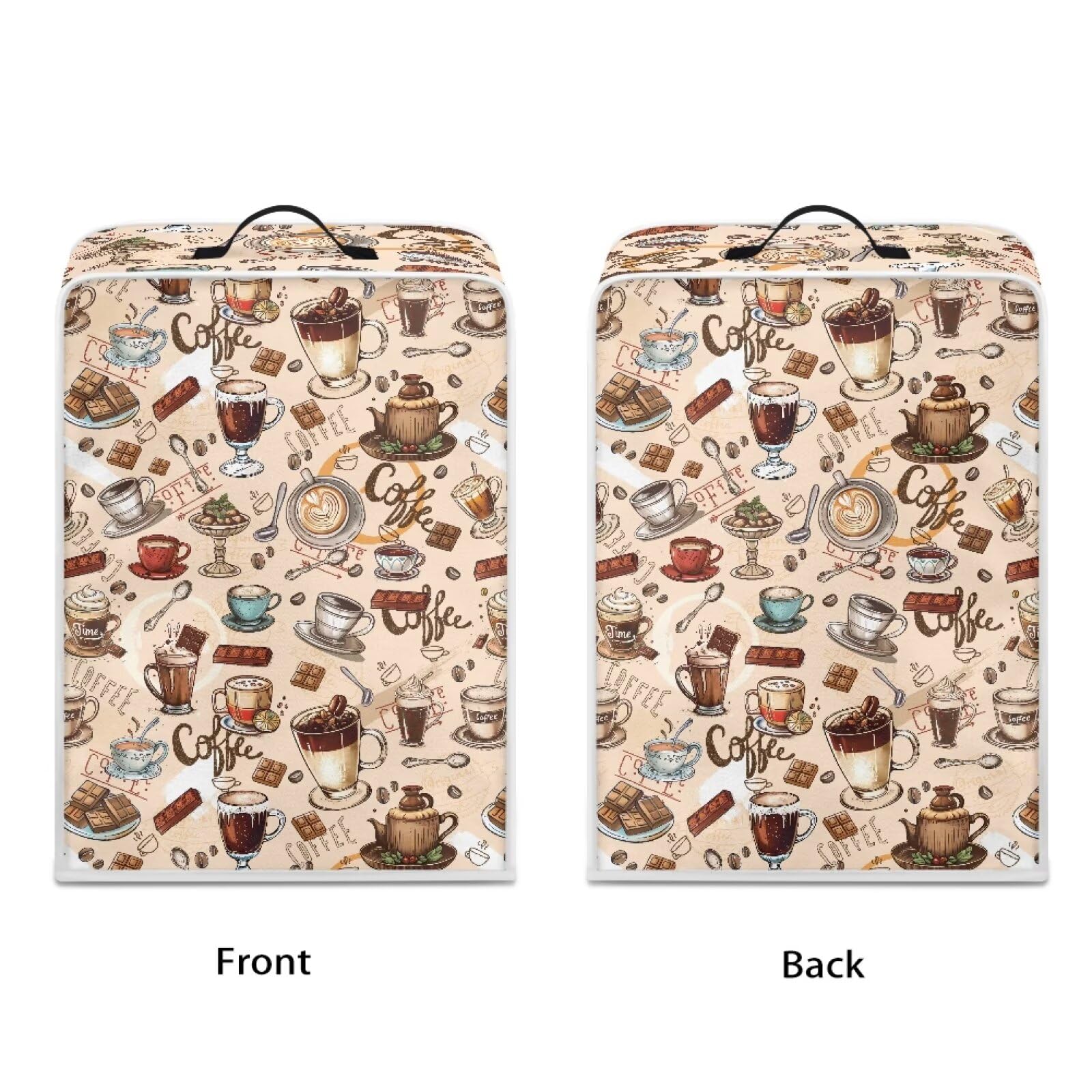 Psesaysky Coffee Maker Cover - Coffee Pattern - Drip Coffee Machine - Fabric - Portable - 2 Count