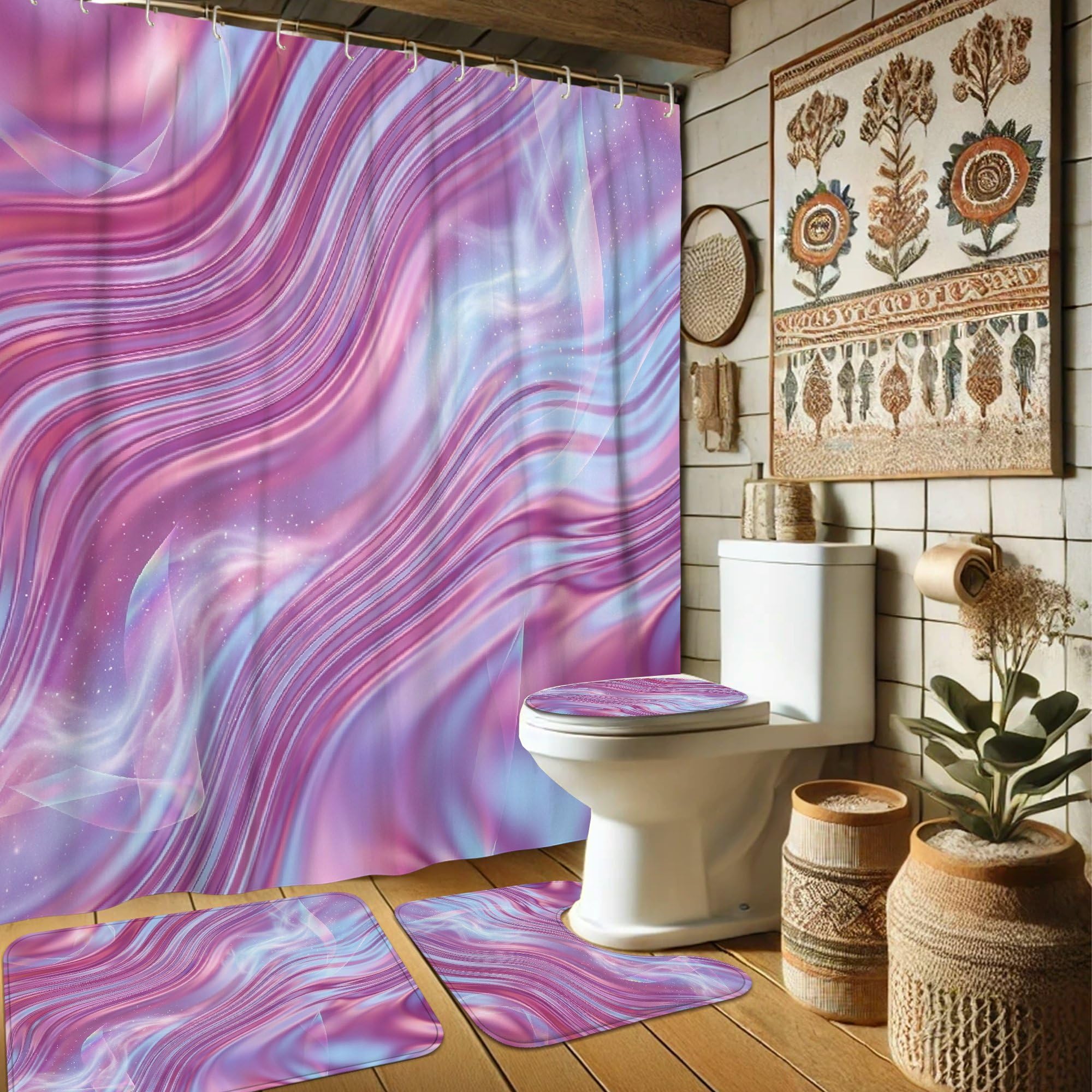 Rideau de douche en polyester pour décoration d'hôtel et salle de bain familiale 183cm