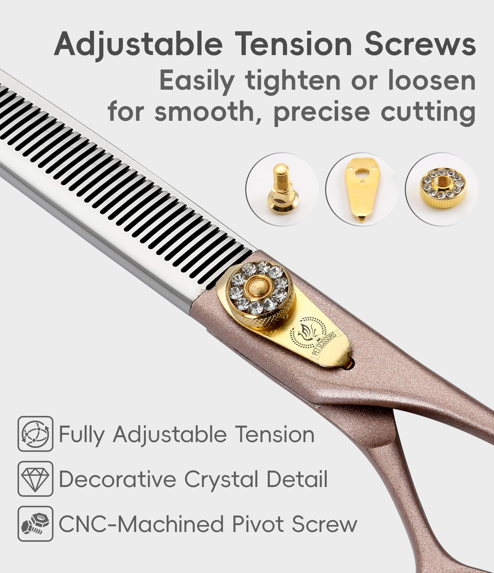 Ciseaux à effiler professionnels pour chien et chat - 19,2 cm - Ciseaux de toilettage pour animaux domestiques - 440C - Ciseaux à effiler pour chiens - 50/56 dents