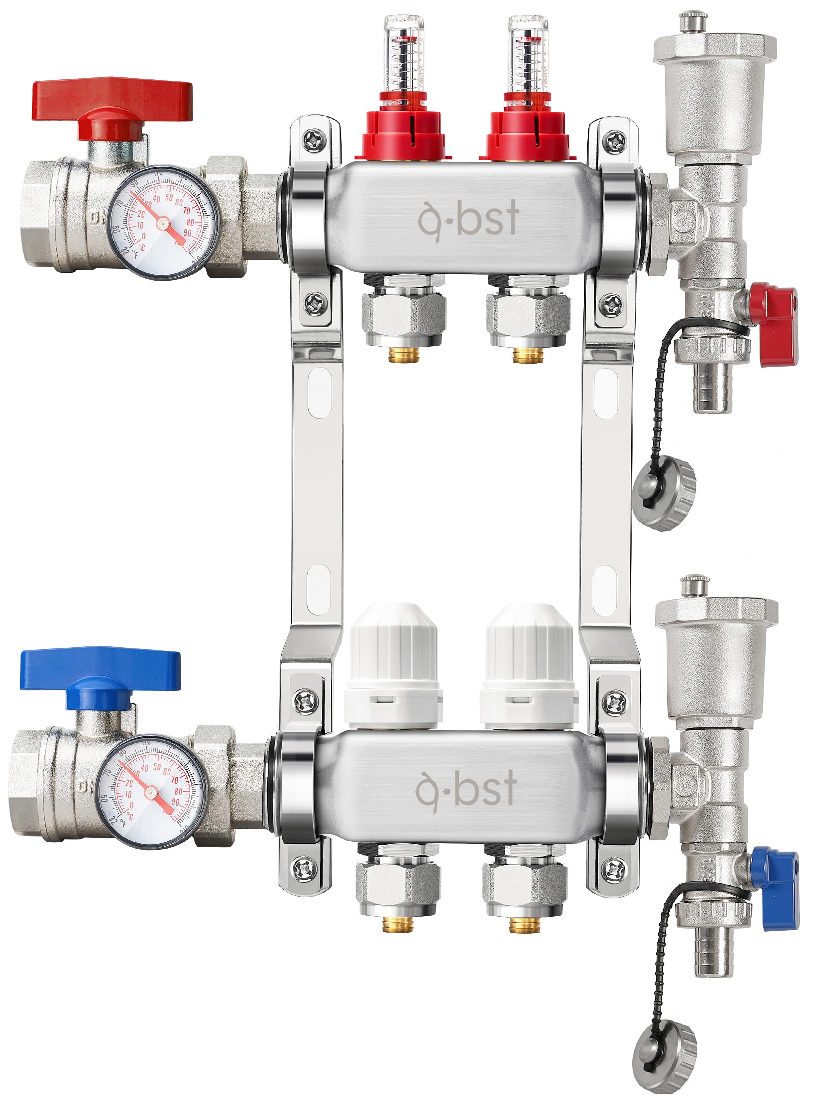ABST PEX - Colector de calor radiante, 2 bucles PEX con adaptadores de 1/2 pulgada incluidos, kit de colector de calefacción por suelo radiante