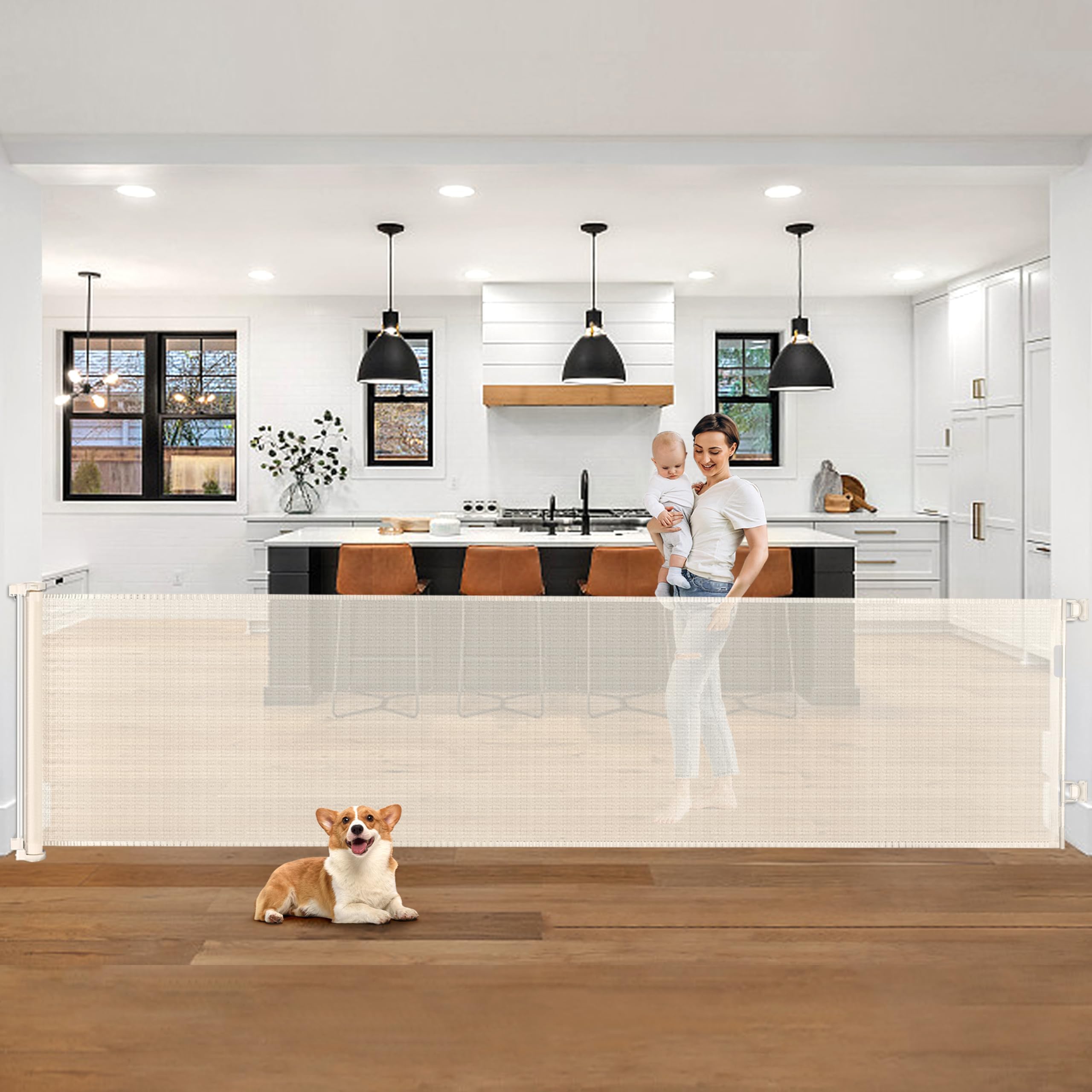 115 Inch Extra Wide Retractable Baby Gates for Large