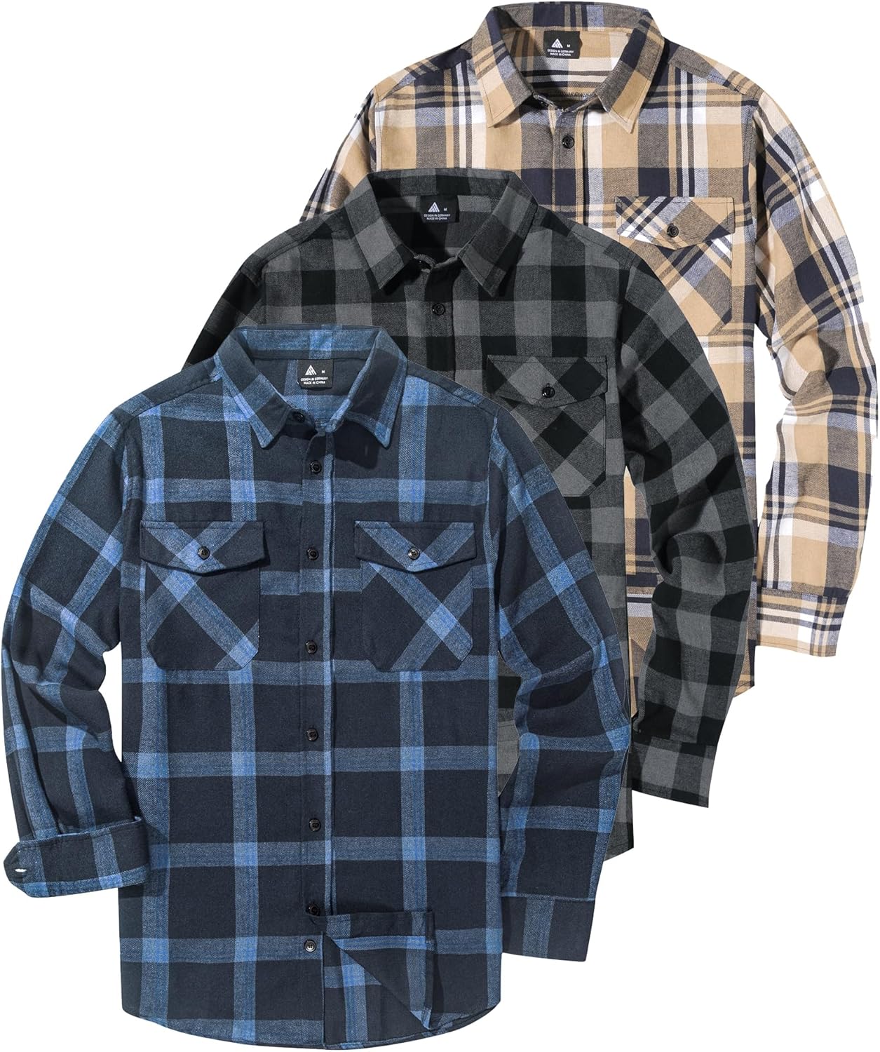 ZITY Men Plaid Flannel Shirts Long Sleeve Casual Button Down Collar Jackets for Men with Pockets - Image 2
