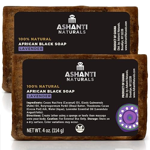 Miniatura 2 de Bundle  Barra de jabón negra africana de 8 onzas (lavanda)  Manteca de karité cremosa amarilla sin refinar cremosa 15 onzas