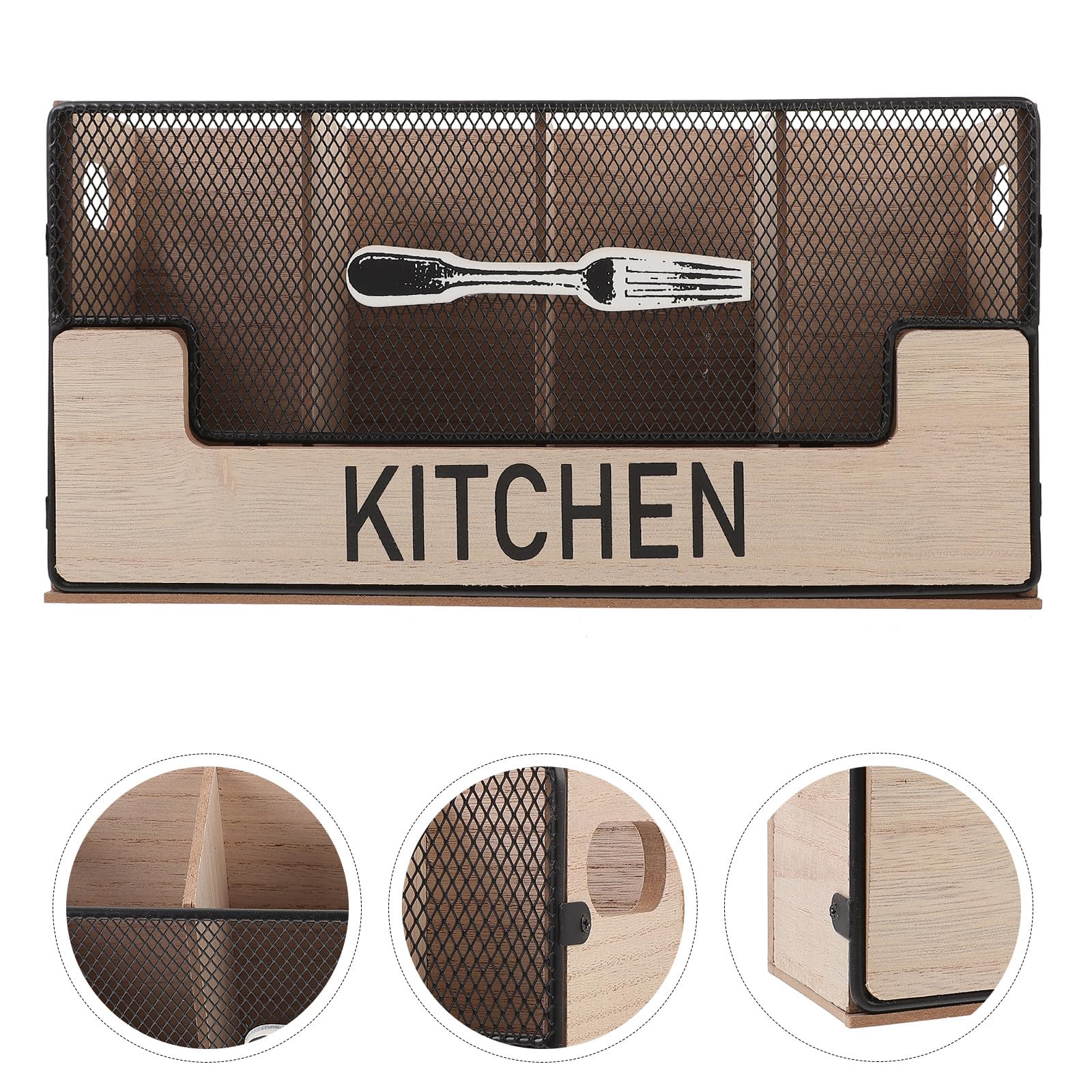 Caja de Cubiertos de Cocina para Utensilios Organizador Reutilizable y Resistente Compartimentos Múltiples de Madera en Encimeras Grandes