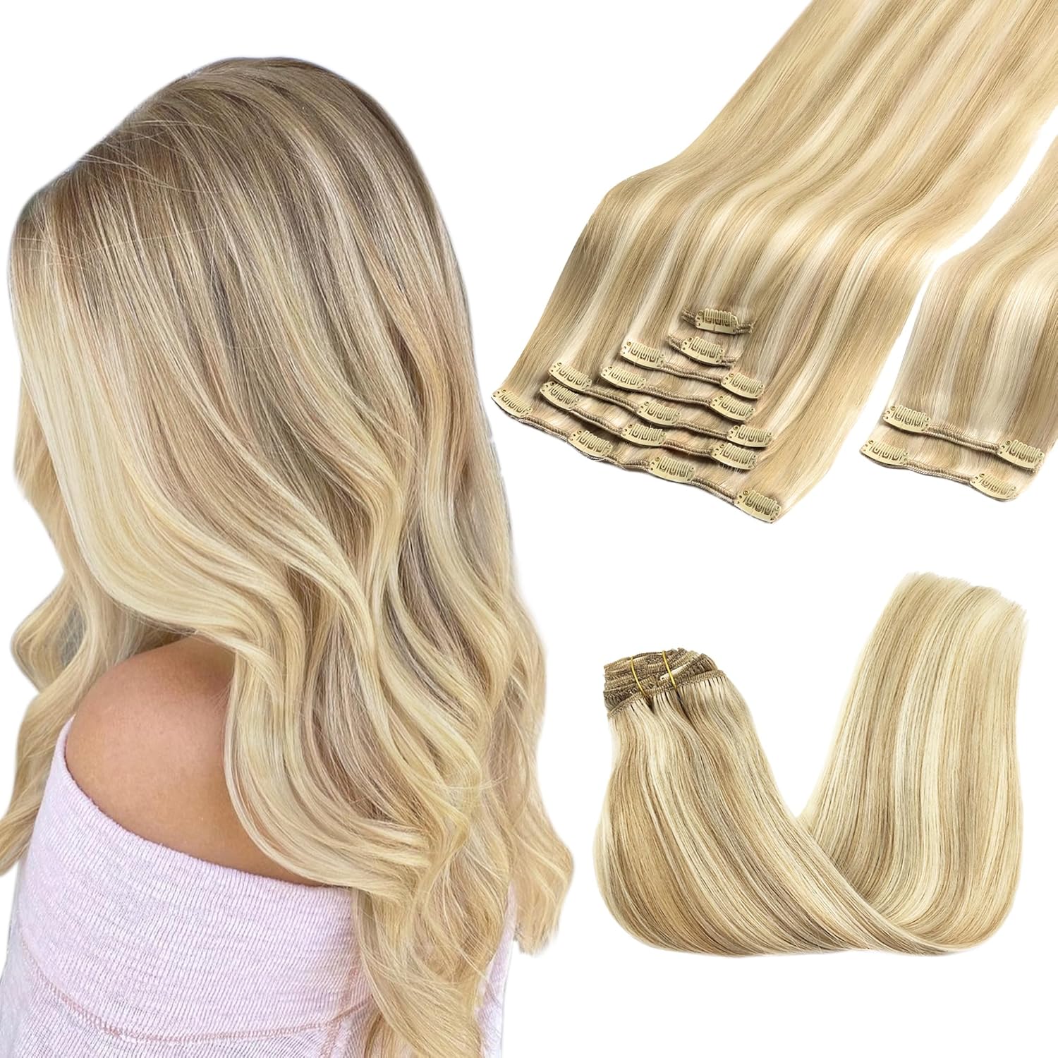 GOO GOO Clip-in Real Human Hair Extensions 20in 150g 9Pcs