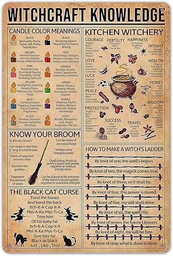 Póster vintage de brujería de conocimiento, letrero de metal divertido para educación científica, bar, decoración de pared para el hogar, decoración