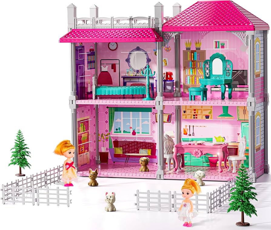 Amazon.com: JUKUDAHU Pink Villa Playset for Girls Ages 3-7, 2