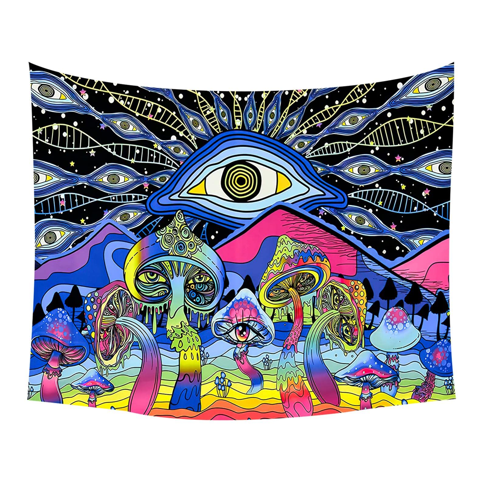 Eastuy Ls-Fgd15 95X73 (Brushed) Mushroom Tapestry,Psychedelic Mushroom Tapestry Wall Hangings | Colorful Hippy Tapestry Mushroom Room Decor For Living Room, Bedroom, Dormroom