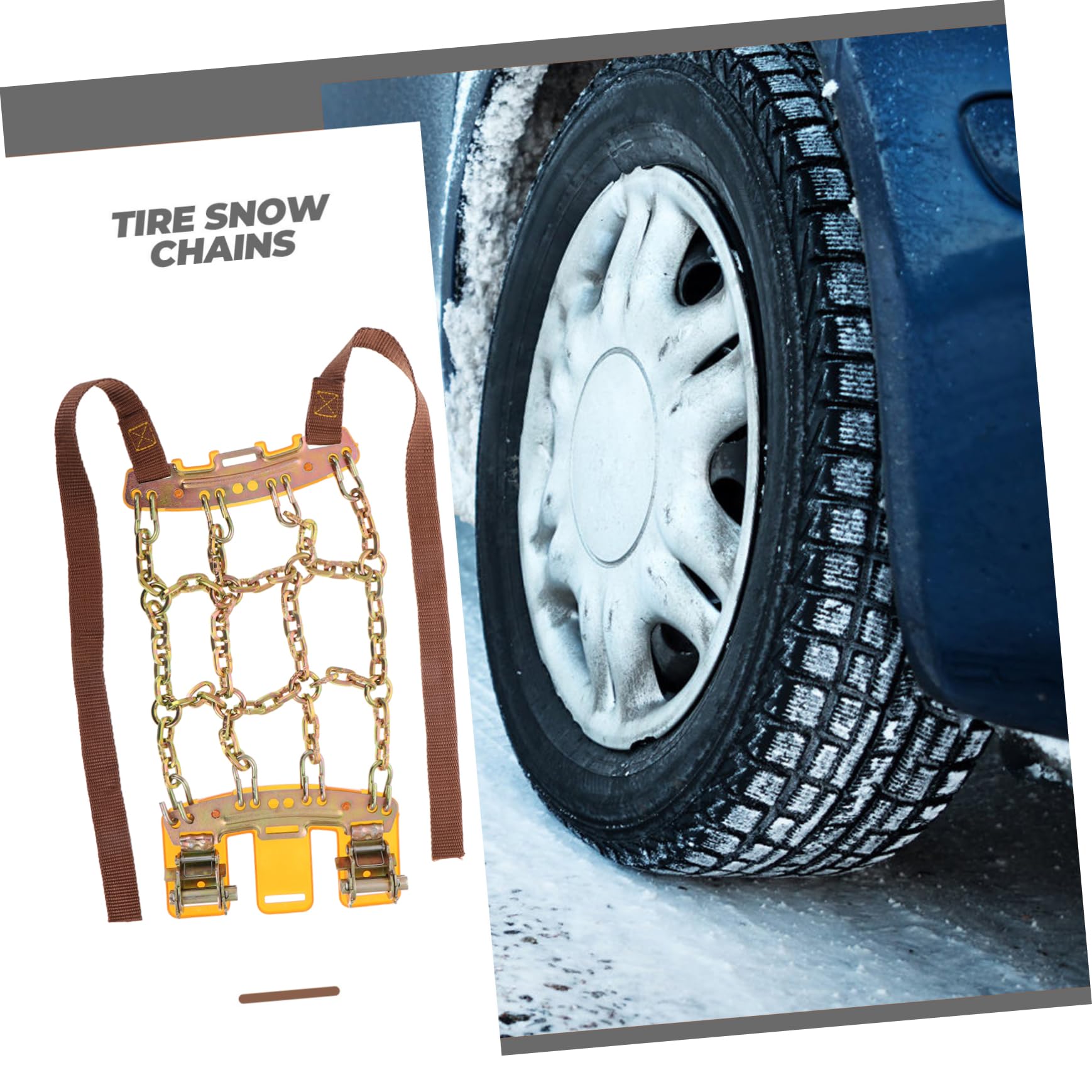 Catene Acciaio per Neve da Pneumatici Antiscivolo Auto e Suv Durata Design Ninesquare in Oro, Alta Protezione di Emergenza per Viaggi All'aperto e Lunghi Tragitti