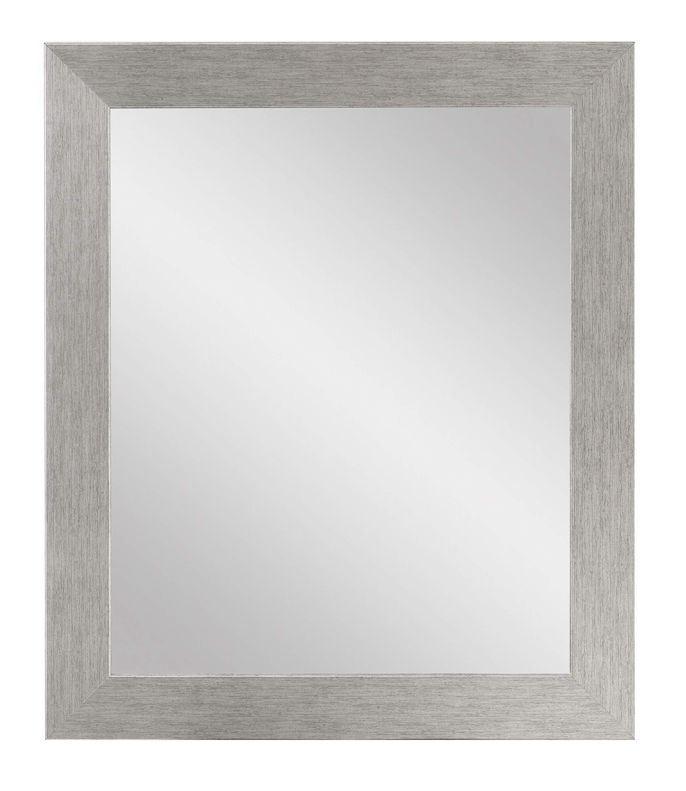 BrandtWorks Stainless Grain Wall Mirror, 32" x 41", Flat Brushed Silver