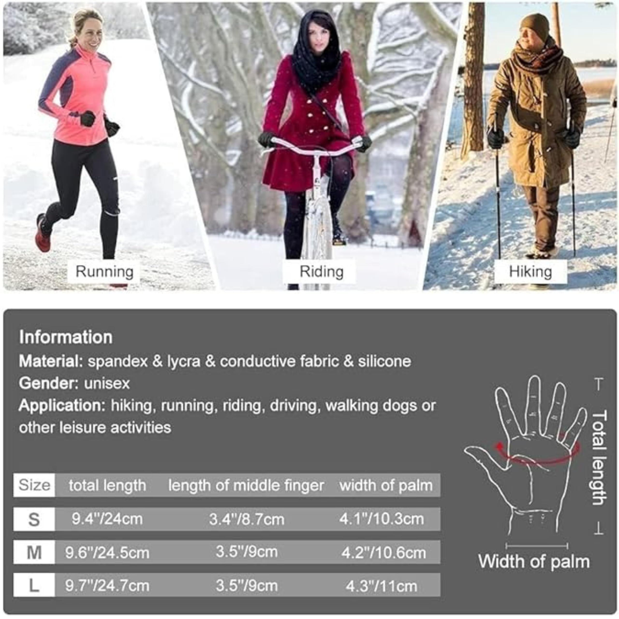 Tomorrow Fashion Winter Gloves for Men and Women, Touchscreen Winter Gloves, Thermal Gloves, Anti-Slip Palm Design for Outdoor Grip, Hiking Gloves Winter, Cold Weather Gloves 3