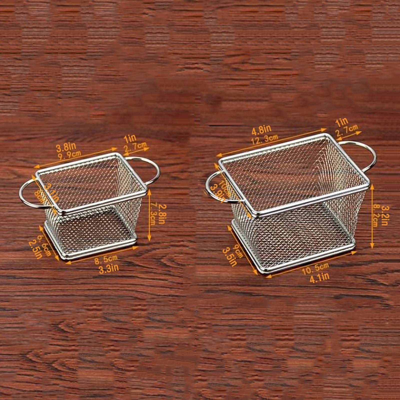 Cesta coladora para freidora, filtro de patatas fritas, colador cuadrado de malla de acero inoxidable, apto para alimentos de verduras y frutas, 2 piezas de filtro de alimentos fritos