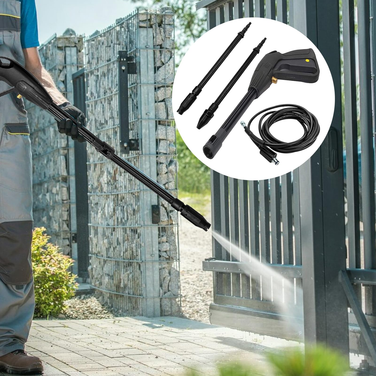 Lanza Para Limpiadora A Presión - Manguera De Jardín Con Hidrolimpiadora,Accesorios Lavado Coches Con Diseño Ergonómico Para Jardín, Cristales, Patio Y Hogar