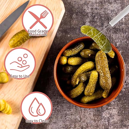 Miniatura 2 de Pincher de pepinillos de acero inoxidable y plástico para pepinillos, tenedor de frasco de pepinillos para cocina, alimentos y pimienta, blanco y