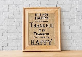 Thanksgiving Decor, Happiness quote printed on burlap- Home decor wall art, Thanksgiving gifts, Thanks Giving Burlap Print -1U (Frame not Included)