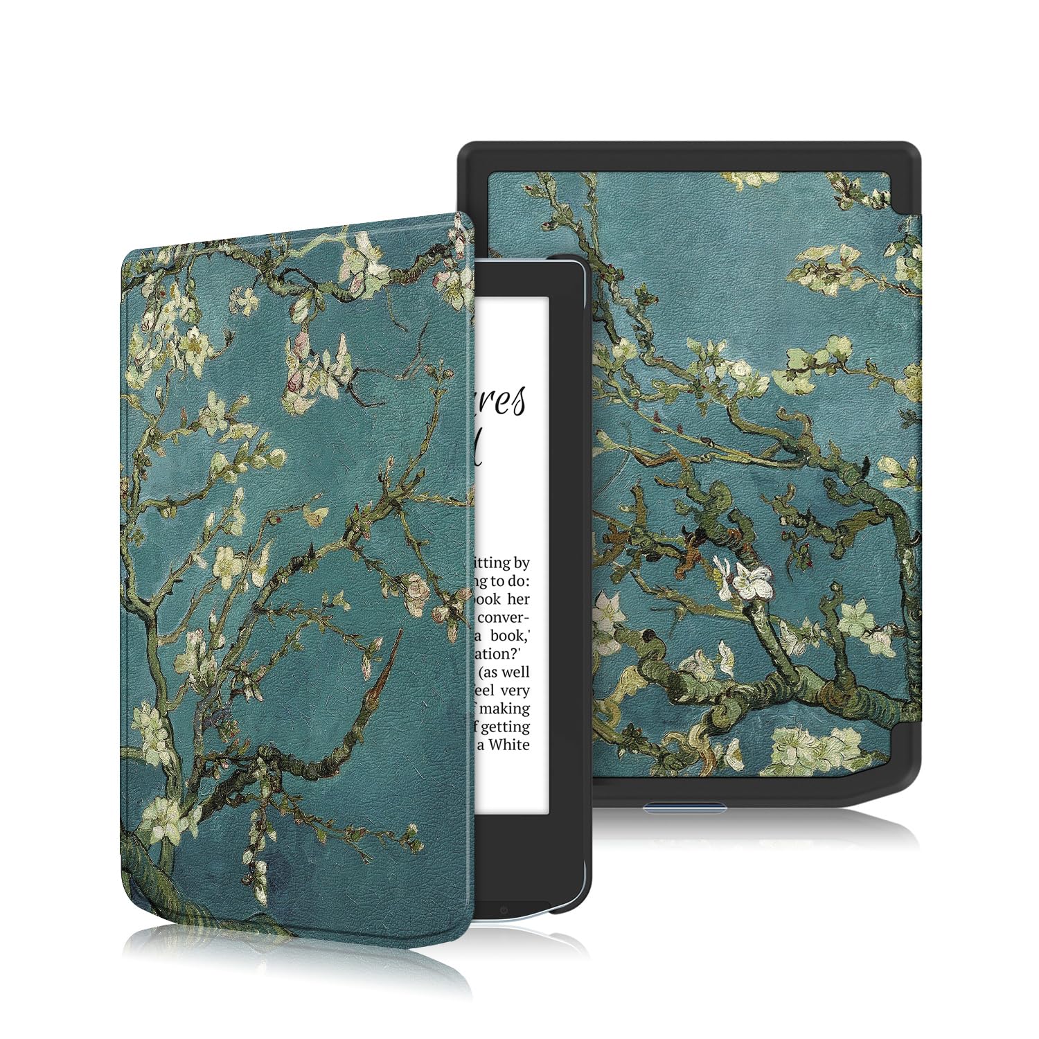 Case for Pocketbook Verse ‎PB629 /Verse Pro PB634 e-Book Reader 6 Inches eCard Tablet, Folio-Cover with Auto Wake Up/Sleep, Flower