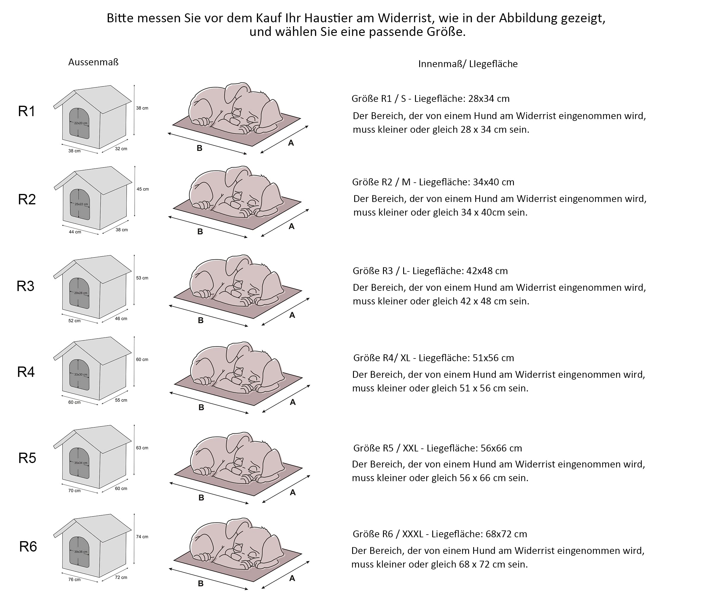 Hundehaus Hundehütte für große Hunde - Katzenhaus, Katzenhöhle - mit herausnehmbarem Dach - Tierhaus für Katzen und Hunde für Drinnen/Indoor - Dunkelbraun - 70 x 60 x 63 cm [R5 / XXL]