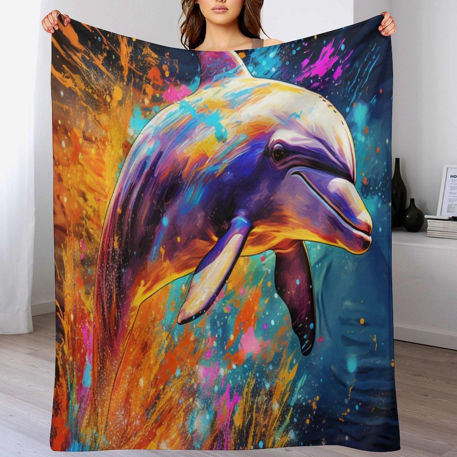 Couverture polaire dauphin résistante en flanelle douce et lavable en machine