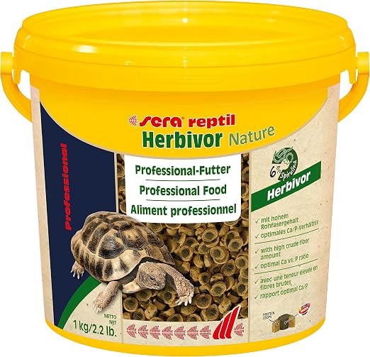 sera reptil Professional herbivor Nature 3,8 L (1 kg) | Alimentation pour iguanes & Tortues, sans Colorant ni Conservateur 3.800 ML 1.000 g | Rapport Optimal ca/p | Herbes Naturelles