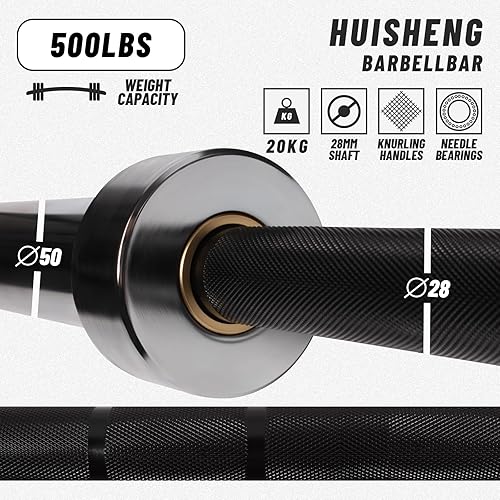 Miniatura 2 de HUISHENG Barra olímpica  Barra de pesas multifunción de 7 pies para levantamiento de pesas, levantamiento de potencia, entrenamiento de crossfit,