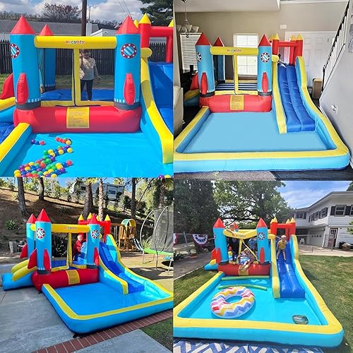 Miniatura 3 de AKEYDIY Casa de rebote, castillo inflable con soplador para niños de 3 a 10 años, parque acuático para exteriores e interiores para patio trasero