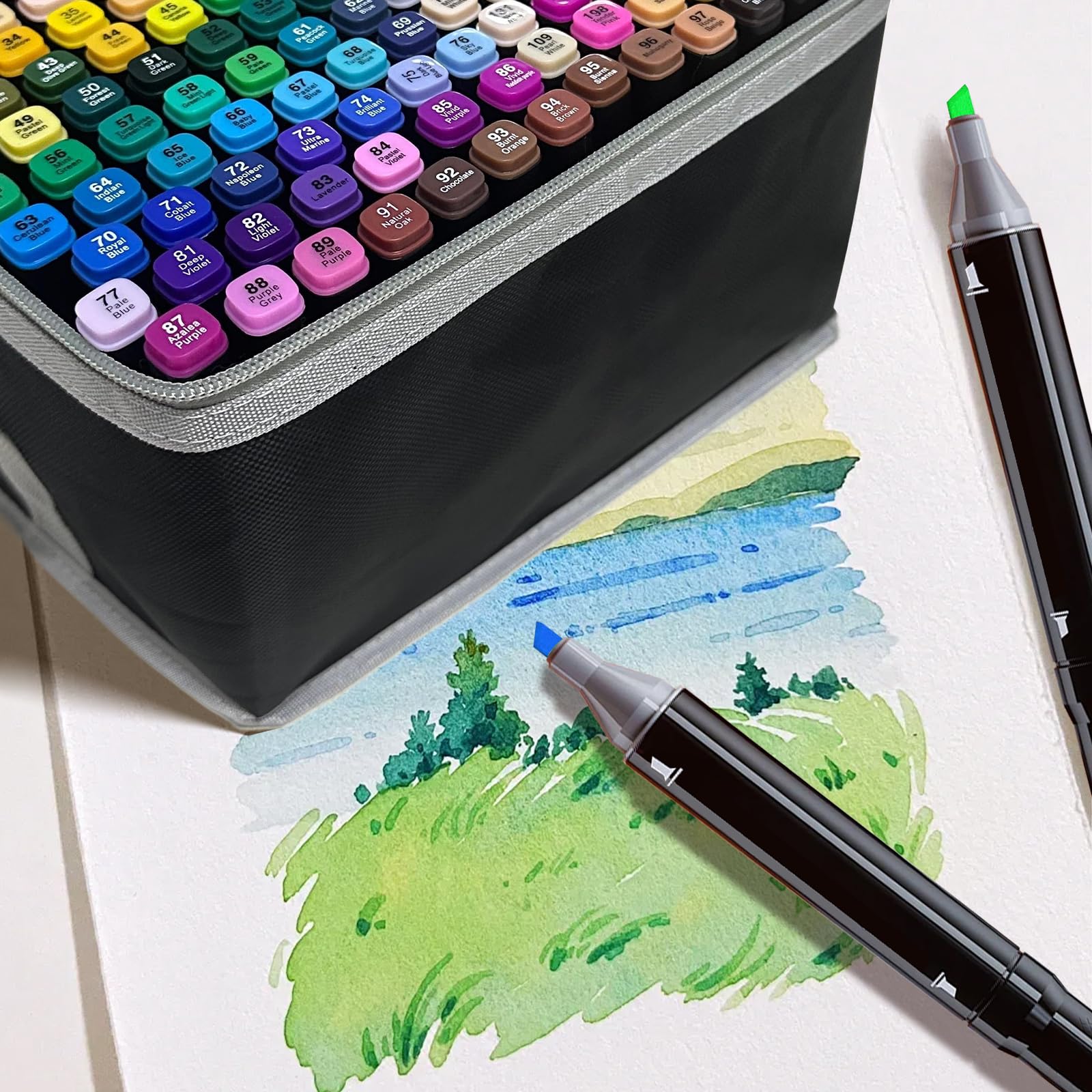 168 Marker mit Doppelspitze, eine Schultertasche für Kinder, das perfekte Kunstzubehör zum Ausmalen, Zeichnen, Skizzieren und mehr (168)