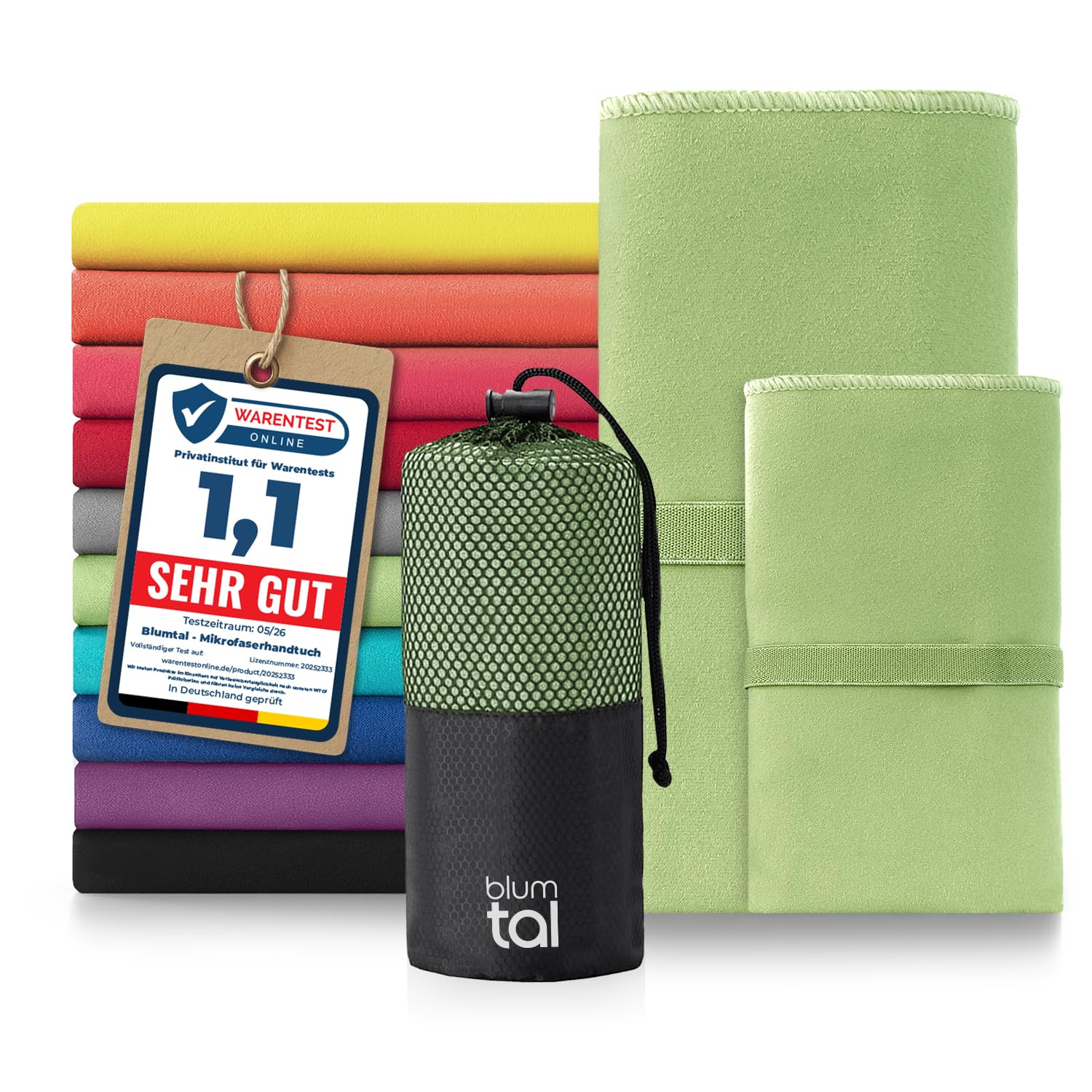 Blumtal Mikrofaser Handtuch leicht & extra saugstark - schnelltrocknende Microfaser Handtücher - optimal als Fitness Handtuch/Strandtuch Mikrofaser/Gym Towel - Reisehandtuch kompakt - Grün