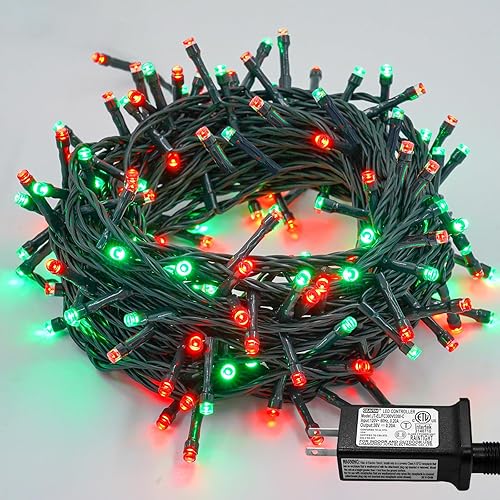 Miniatura 27 de YEGUO Luces de Navidad, tira de 500 luces LED de 165 pies, multicolor, alambre verde, luces parpadeantes para enchufar árbol en interiores y Varios