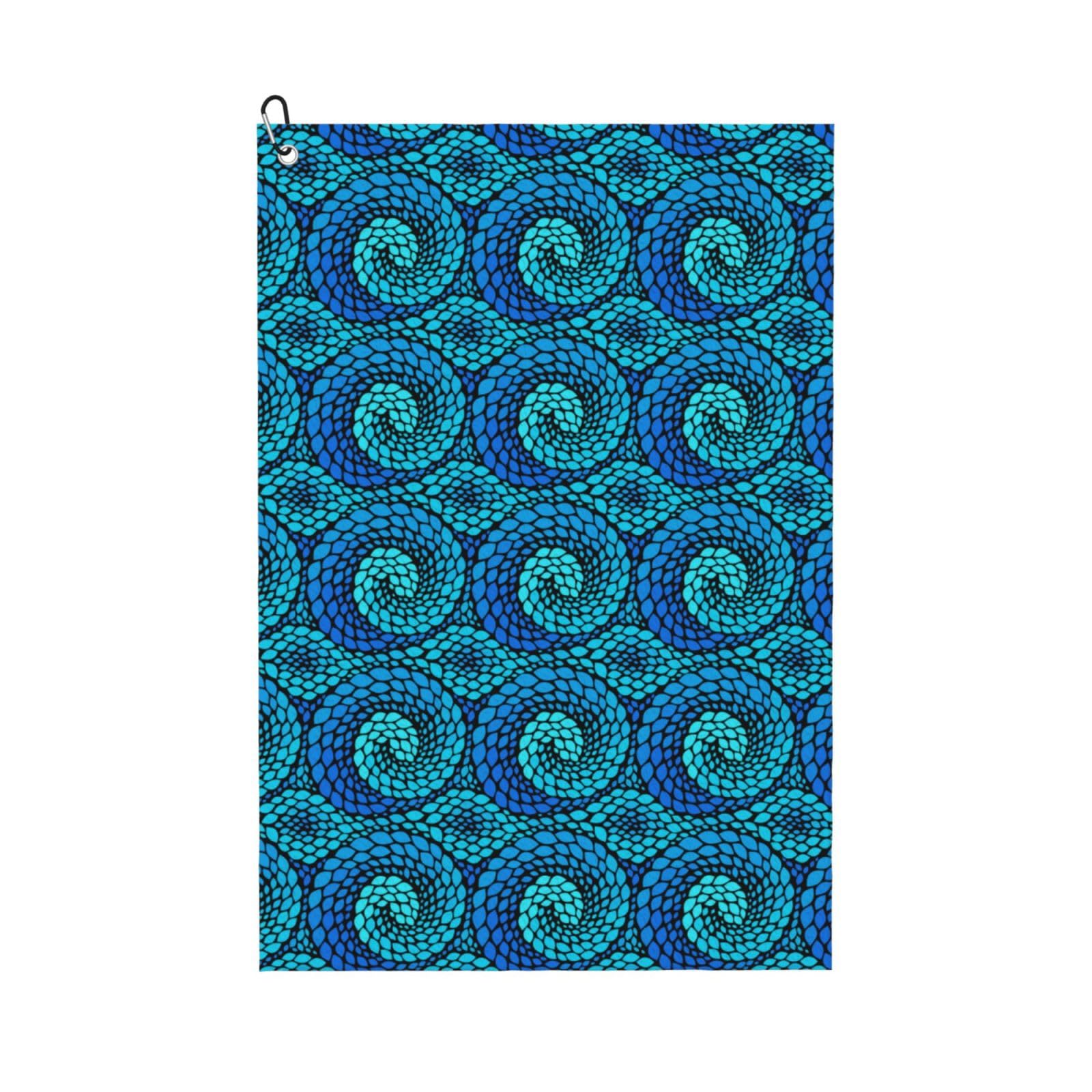 AOOEDM Snake Print Golf Towel with Carabiner Clip Absorbent Microfiber Golf Towel for Cleaning Golf Ball Club Putter Iron for Golf Bag Trolly Belt Loop 16" X 24"