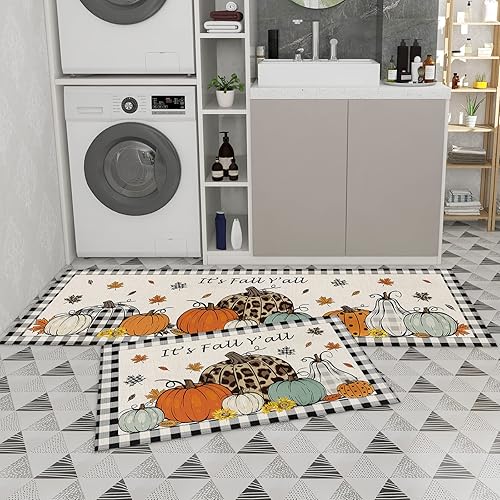 Miniatura 9 de Give Thanks Pumpkins - Tapetes de cocina antifatiga, tapetes de cocina antideslizantes y tapetes acolchados de pie para el hogar, fregadero,