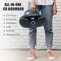 LONPOO Hordozható CD Lejátszó Bluetooth Rádió USB Stereo Boombox 2