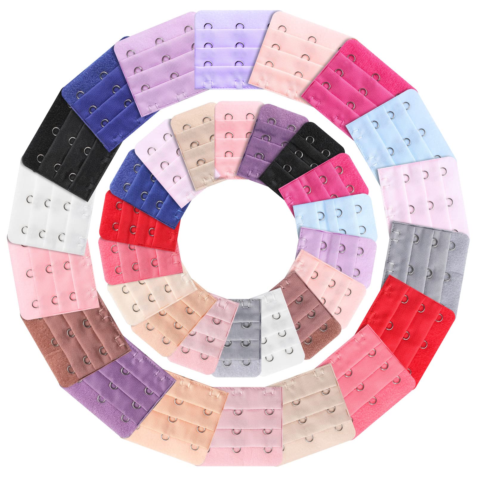 EBOOT 36 Pieces Bra Extenders Brassiere Extension Hooks, 2 and 3 Hooks, 18 Color