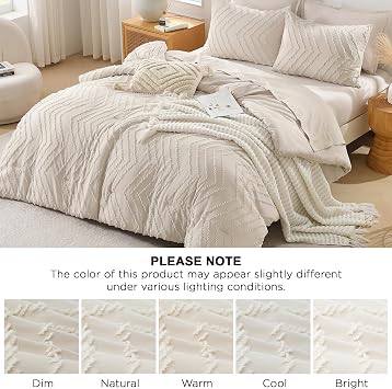 Andency Twin/Twin XL Comforter Set Beige, 2 Pieces Boho Soft Bedding Set