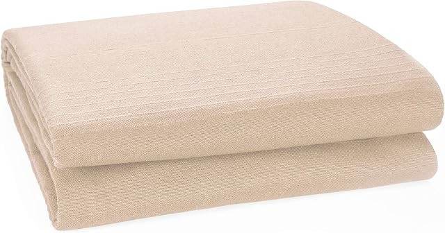 EHC Classic Rib Cotton Throw, Sofa Settee Bed Throw Bedspread - 250cm x 250cm (100" x 100") Fits 3 or 4 Seater Sofa or King Size Bed, Buff