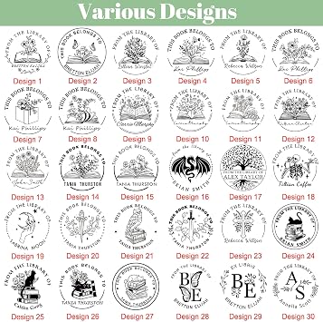 Custom Book Embosser Personalised Library Embosser with Your Name from The Library of Ex Libris Stamp Customised Self-Inking Floral Book Stamp Gift for Book Lover