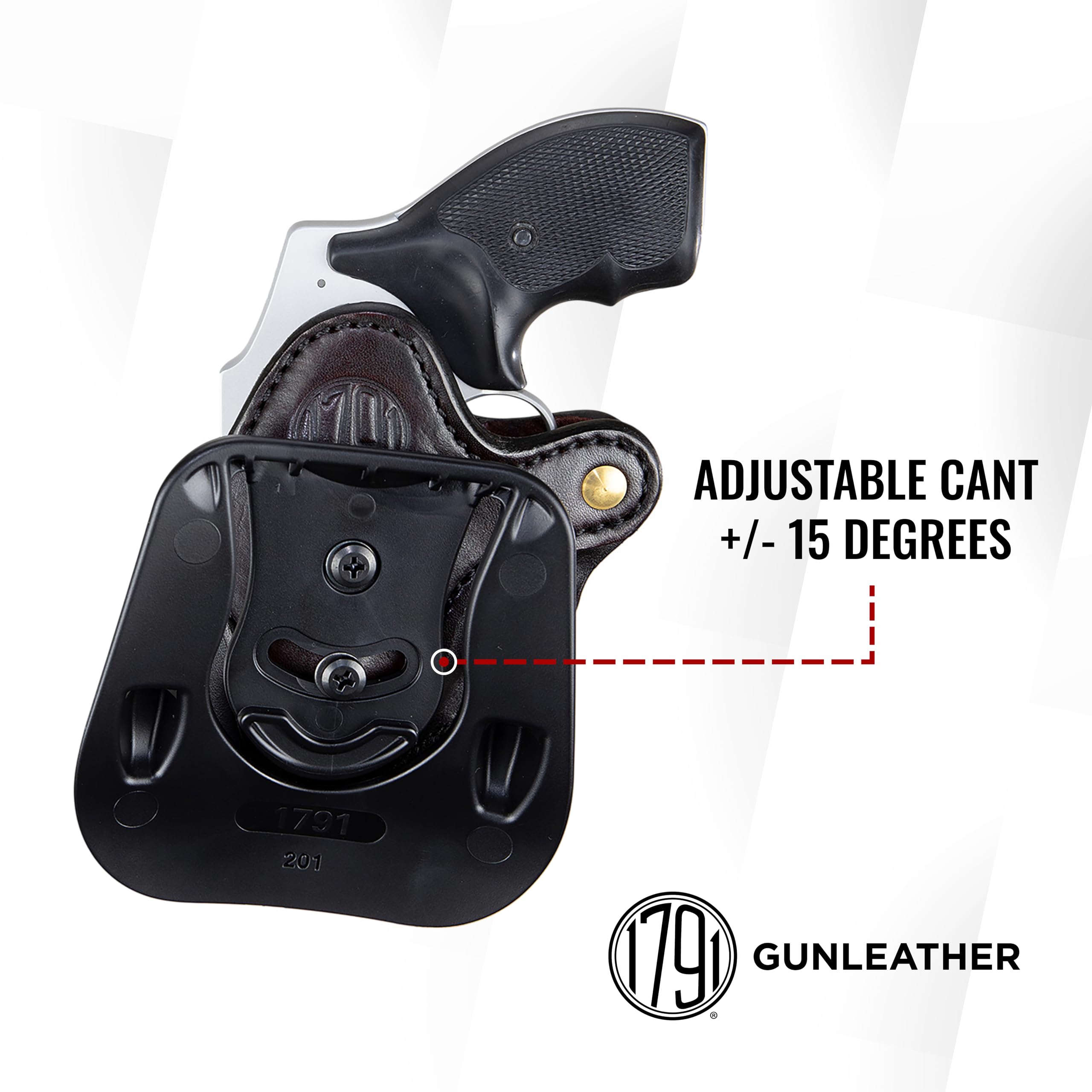 1791 GUNLEATHER J-Frame Revolver Paddle Holster - OWB CCW Leather Gun Holster for Belts - Right Handed - Fits All J-Frame Revolvers Including S&W and Ruger LCR not Taurus