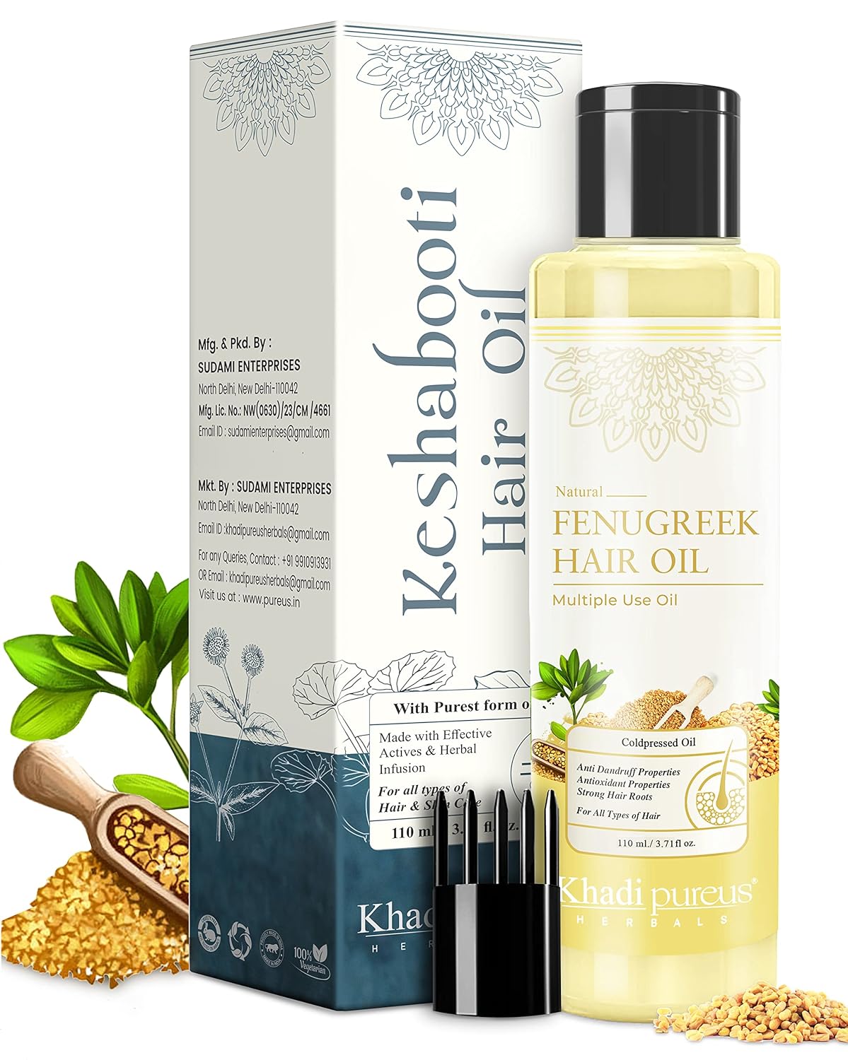 Buy Khadi Pureus Herbals Keshabooti Fenugreek (Methi Dana) Oil for hair growth, Anti Dandruff