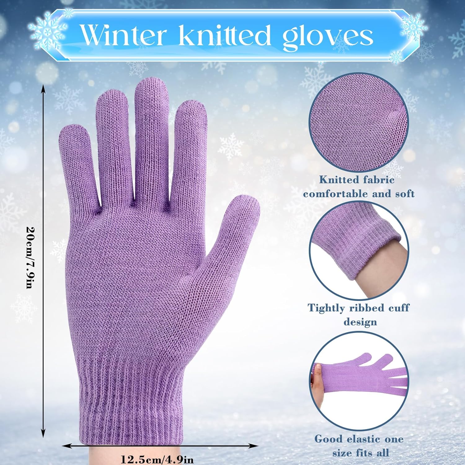 Handepo 300 Pairs Winter Magic Warm Gloves Bulk Stretchy Knit Gloves for Men Women Homeless Cold Weather Gift - Image 2