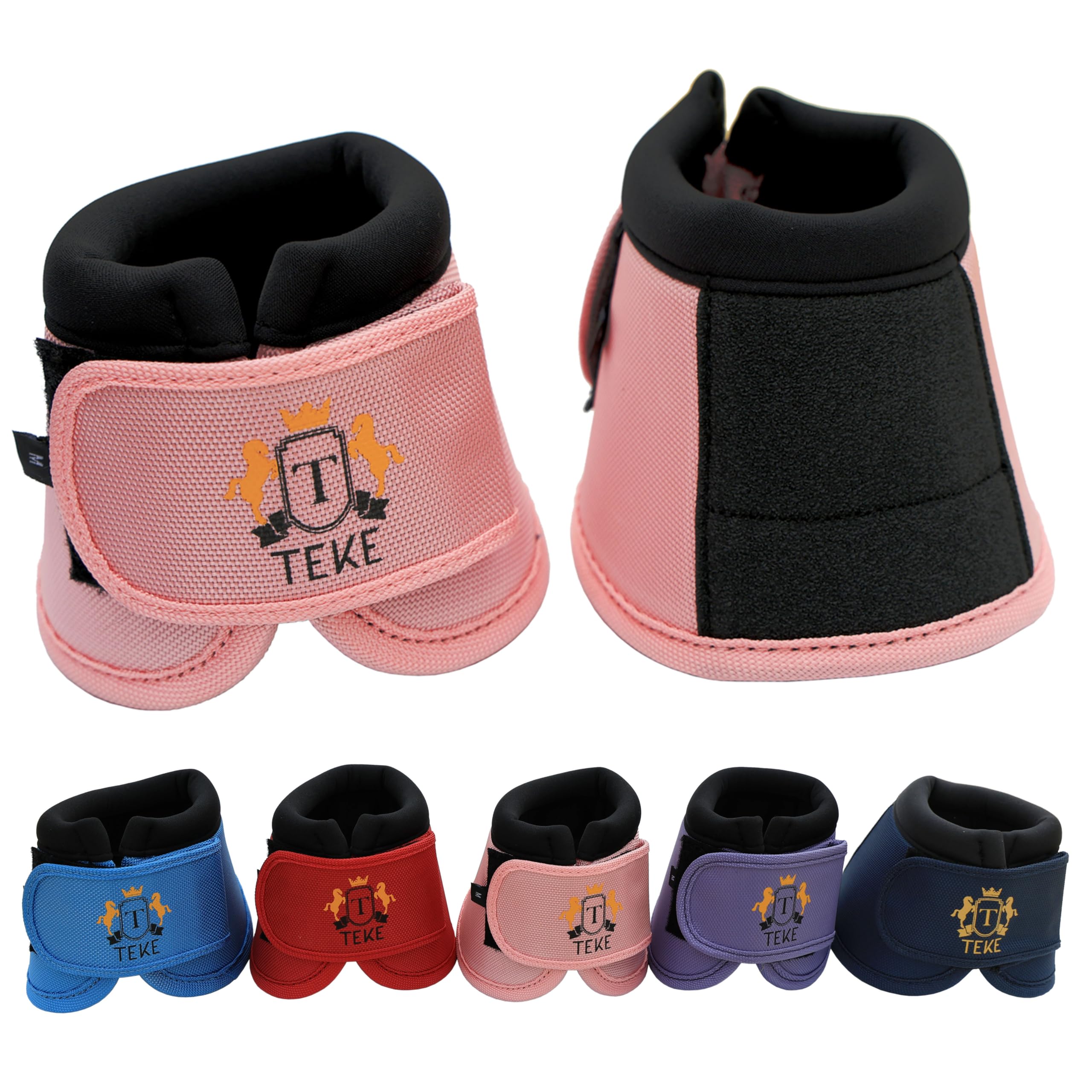 T TEKE Horse Bell Boots with No-Turn Design, 2520D Ballistic Fabric Outershell Plus Tough a Middle Patch, Quality Hook and Loop Fastener Covered by Fabric ensures Wear-Resistant